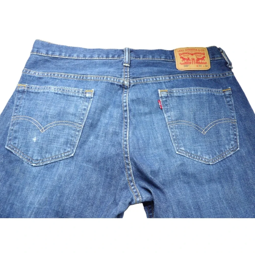 Levi's 569 Loose Straight Jeans Men W33 L34 Blue Denim Cotton Relaxed Casual